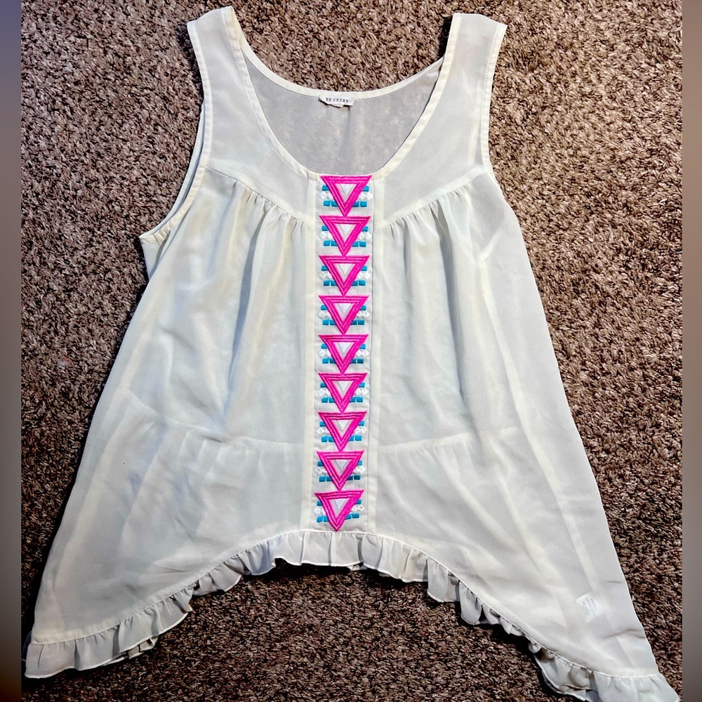 En Crēme Boutique cream flowy tank blouse Small